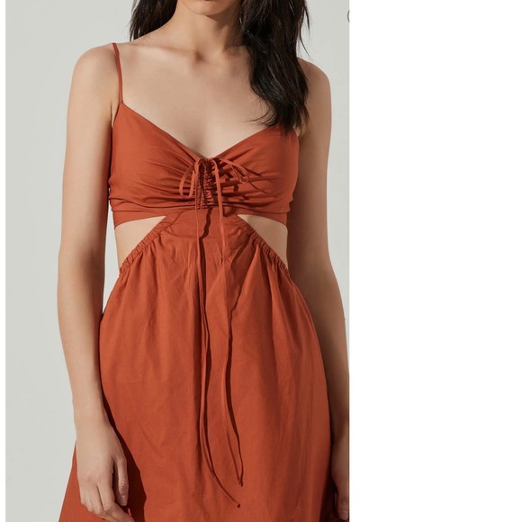 ASTR The Label Cutout Poplin Maxi Dress Brown Size Medium - Picture 5 of 10